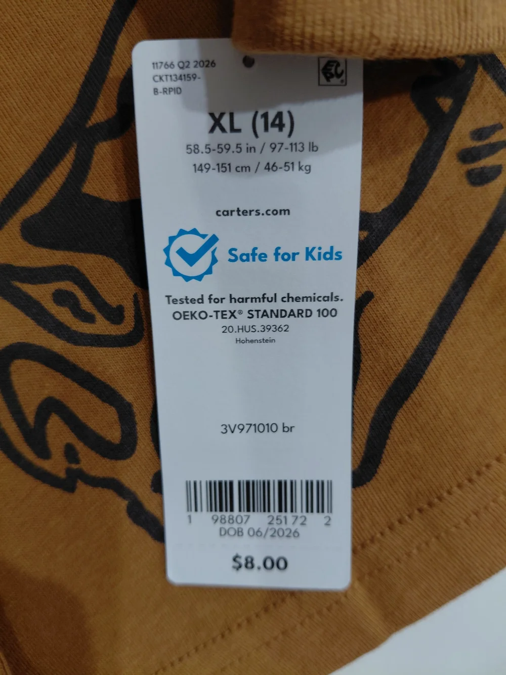 NWT Carter's Rust Brown Tee with Black Graphic Size 14